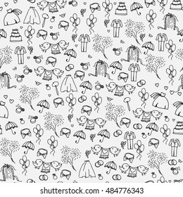 marriage, flower, bird, love, doodle, vector