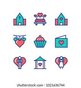 Marriage Icon Set Lovely Vector Collection Isolated