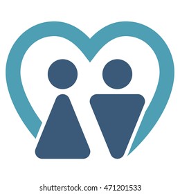 Marriage icon. Vector style is bicolor flat iconic symbol with rounded angles, cyan and blue colors, white background.