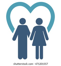 Marriage icon. Vector style is bicolor flat iconic symbol with rounded angles, cyan and blue colors, white background.