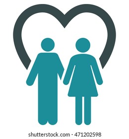Marriage icon. Vector style is bicolor flat iconic symbol with rounded angles, soft blue colors, white background.