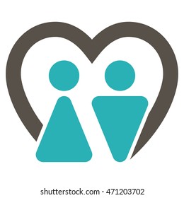 Marriage icon. Vector style is bicolor flat iconic symbol with rounded angles, grey and cyan colors, white background.