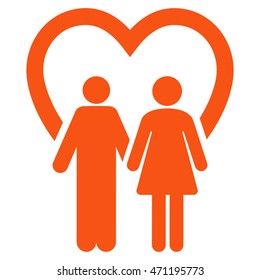 Marriage icon. Vector style is flat iconic symbol with rounded angles, orange color, white background.