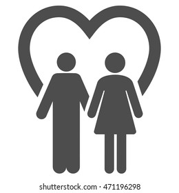 Marriage icon. Vector style is flat iconic symbol with rounded angles, gray color, white background.
