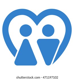Marriage icon. Vector style is flat iconic symbol with rounded angles, cobalt color, white background.