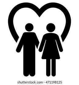 Marriage icon. Vector style is flat iconic symbol with rounded angles, black color, white background.