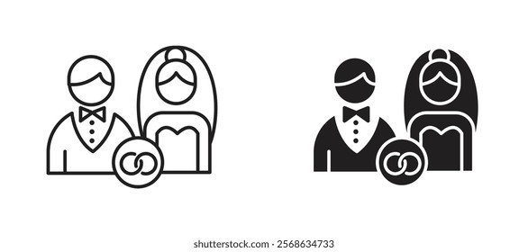 Marriage icons in outline and fill. vector illustration for ui.