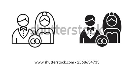 Marriage icons in outline and fill. vector illustration for ui.