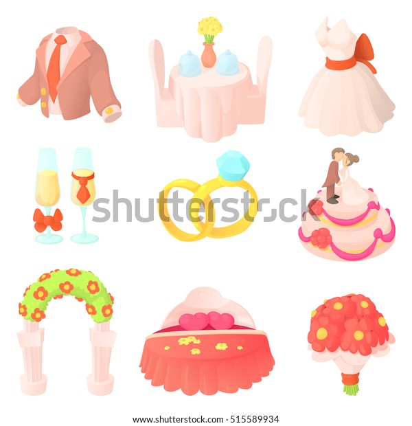 Marriage Icons Set Cartoon Illustration 9 Stock Vector (Royalty Free