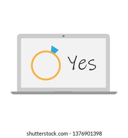 marriage from the internet. acceptance. vector design