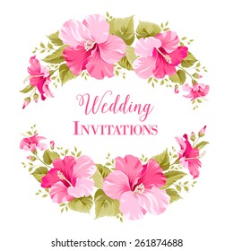 Marriage Invitation Card Floral Garland Calligraphic Stock Vector ...