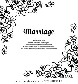 Marriage invitation card with floral hand draw vector art