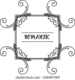 Marriage invitation card romantic, with drawing of leaf floral frame. Vector