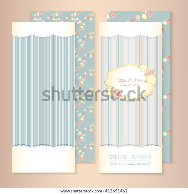 Marriage Invitation Card Set Shabby Chic Stock Vector Royalty Free 412651462