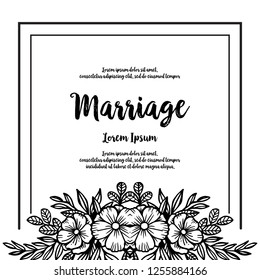 Marriage invitation card. Wedding card template with blooming flower vector art