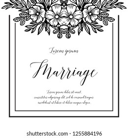 Marriage invitation card. Wedding card template with blooming flower vector art
