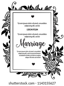 Marriage invitation floral card template vector illustration