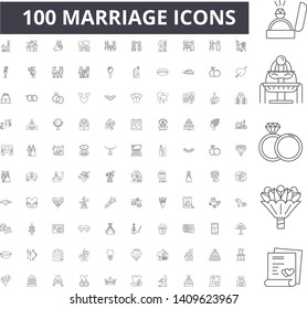 Marriage line icons, signs, vector set, outline illustration concept 