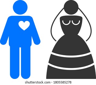 Marriage Persons flat vector pictograph. An isolated icon on a white background.