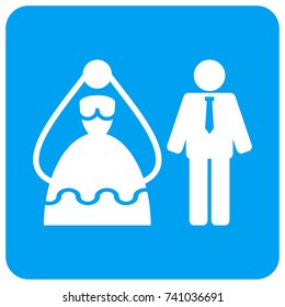 Marriage Persons vector icon. Image style is a flat icon symbol perforated in a blue rounded square shape.
