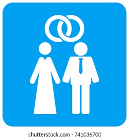 Marriage Persons vector icon. Image style is a flat icon symbol perforated in a blue rounded square shape.