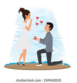 Marriage proposal. Couple in love - Vector illustration