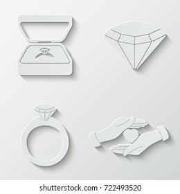 Marriage proposal icons - paper  set