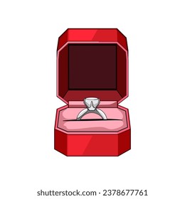 marriage proposal ring box cartoon. diamond relationship, valentine marry, man jewellery marriage proposal ring box sign. isolated symbol vector illustration