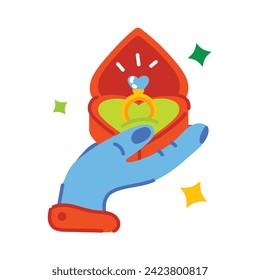 Marriage proposal sticker in flat style 