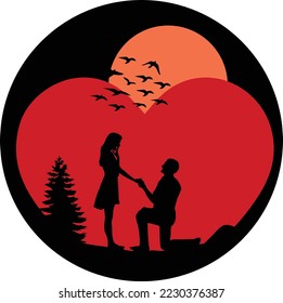 Marriage proposal vector Illustrator art editable and printable vector eps file