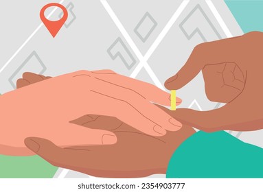 Marriage proposal, wedding ring, two hands, newlyweds, love and trust.