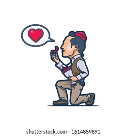 Marriage proposal. White background.  Vector.
