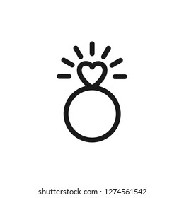 Marriage ring with a heart icon vector illustration eps10 on white background