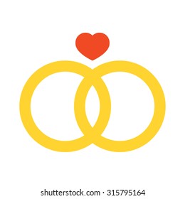 Marriage rings couple with a heart icon vector illustration eps10 on white background