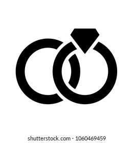 marriage rings with diamond vector icon sign