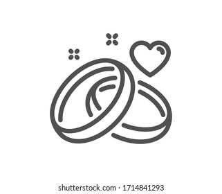 Icono de línea de anillos matrimoniales. Compromiso romántico o signo de boda. Símbolo de relaciones de pareja. Elemento de diseño de calidad. Trazo editable. Icono de anillos de matrimonio de estilo lineal. Vector