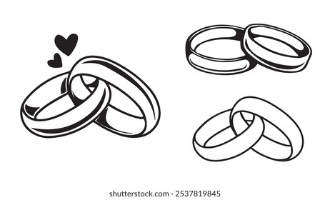 Marriage Rings, Wedding ring icon, Engagement Ring, Marriage, Vector Illustration.