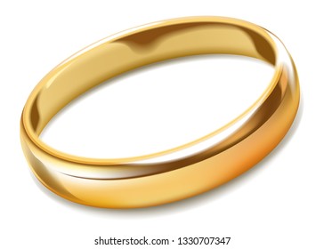 Marriage symbol gold ring realistic jewelry or accessory vector wedding element metal circle unity and love sign husband and wife gift or present jewellery finger decor jeweler or goldsmith production
