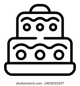 Marriage tiered cake icon outline vector. Couple lovebirds ceremony. Bridal pastry dessert