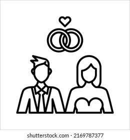 Marriage vector icon. wedding Bride Bridegroom Married Marry Marriage Icon Symbol Sign Pictogram on white background