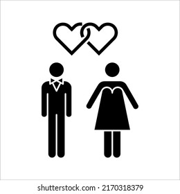 Marriage vector icon. wedding Bride Bridegroom Married Marry Marriage Icon Symbol Sign Pictogram on white background