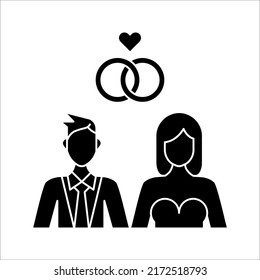 Marriage vector icon. wedding Bride Bridegroom Married Marry Marriage Icon Symbol Sign Pictogram on white background