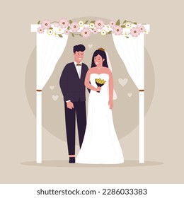 Marriage wedding couple vector concept. Illustration for website, landing page, mobile app, poster and banner. Trendy flat vector illustration