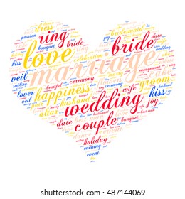 Marriage word cloud. Vector illustration.