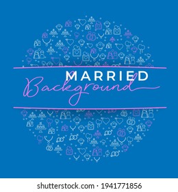 Married Background, Vector on Blue background with married icons, Vector Illustration