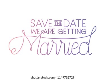 married celebration card with hand made font