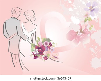 Married couple. All elements and textures are individual objects. Vector illustration scale to any size.