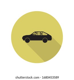 married couple in the car long shadow icon. Simple glyph, flat vector of FAMILY icons for ui and ux, website or mobile application