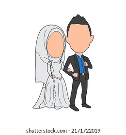 Married couple caricature templates. Vector image