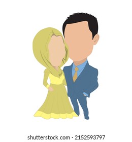 Married couple. Cartoons that can be used to caricature templates. Vector image